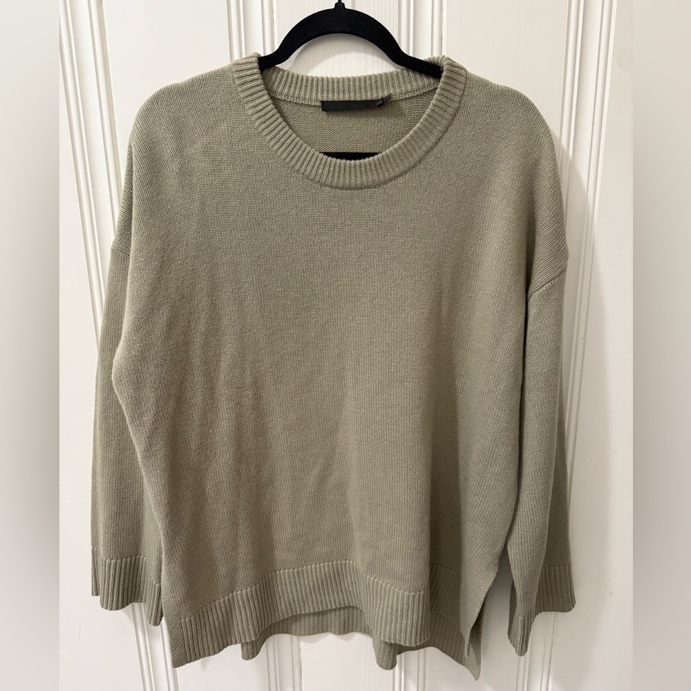Jenni Kayne Cashmere Side Slit Pullover Sweater Beige Large Woman’s